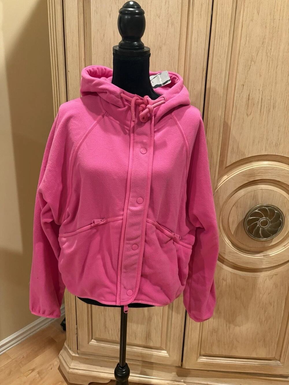 Free people Miami pink fleece hoodie jacket size large NWT